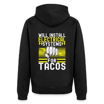 Electrician Electronics Technician - Unisex Premium Organic Zip Hoodie - black - Back - Nico (187cm)