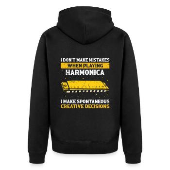 Harmonikaspieler für Munharmonika Spieler - Unisex Premium Bio Zip Hoodie - Schwarz - Hinten - Nico (187cm)