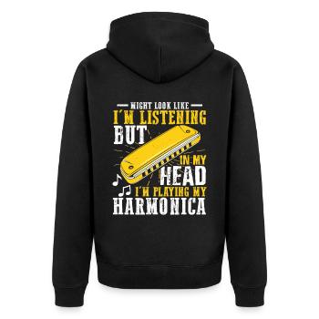 Französische Harfinisten und Harmonikaspieler - Unisex Premium Bio Zip Hoodie - Schwarz - Hinten - Nico (187cm)