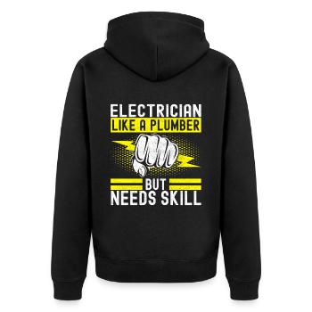 Electrician Electronics Technician - Unisex Premium Organic Zip Hoodie - black - Back - Nico (187cm)