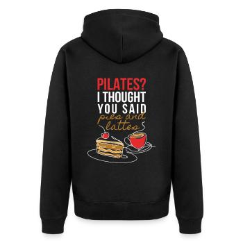 Pilates Pies And Lattes Kuchen Kaffee - Unisex Premium Bio Zip Hoodie - Schwarz - Hinten - Nico (187cm)