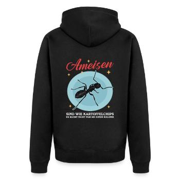 Ameisen Ameisenfarm Formicarium Ameise Geschenk - Unisex Premium Bio Zip Hoodie - Schwarz - Hinten - Nico (187cm)