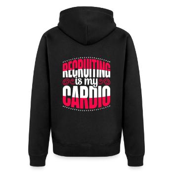 Responsable RH Personalmanager Le recrutement est mon cardio - Veste à capuche bio Premium Unisexe - noir - Dos - Nico (187cm)