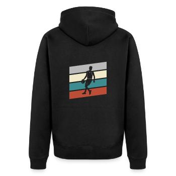 Basketball Retro - Unisex Premium Bio Zip Hoodie - Schwarz - Hinten - Nico (187cm)