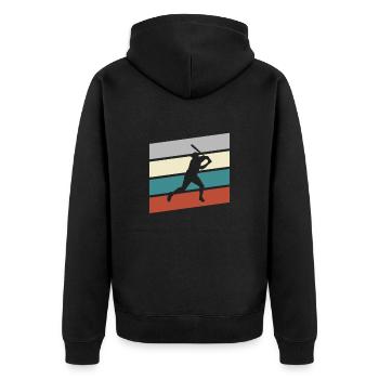 Baseball Retro - Unisex Premium Bio Zip Hoodie - Schwarz - Hinten - Nico (187cm)