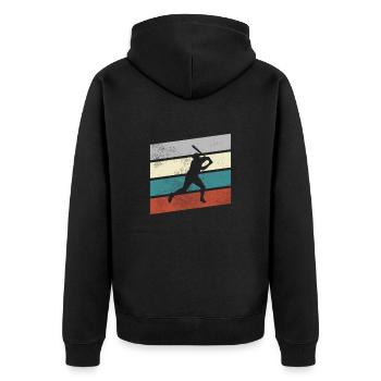 Baseball Retro - Unisex Premium Bio Zip Hoodie - Schwarz - Hinten - Nico (187cm)
