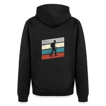 Bergsteigen Retro - Unisex Premium Bio Zip Hoodie - Schwarz - Hinten - Nico (187cm)