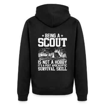 Ein Scout Zu Sein Ist Kein Hobby -Scout -Geschenk - Unisex Premium Bio Zip Hoodie - Schwarz - Hinten - Nico (187cm)