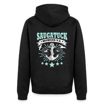 Saugatuck (Michigan) - Veste à capuche bio Premium Unisexe - noir - Dos - Nico (187cm)