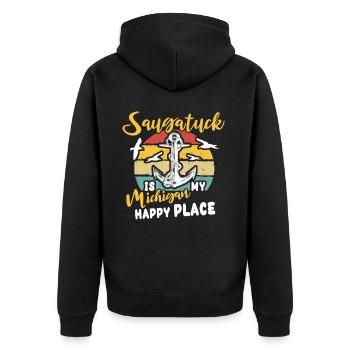 Saugatuck (Michigan) - Veste à capuche bio Premium Unisexe - noir - Dos - Nico (187cm)