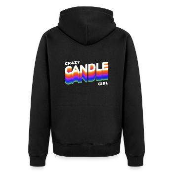 Crazy Candle Girl Lustige Kerzenherstellung - Unisex Premium Bio Zip Hoodie - Schwarz - Hinten - Nico (187cm)