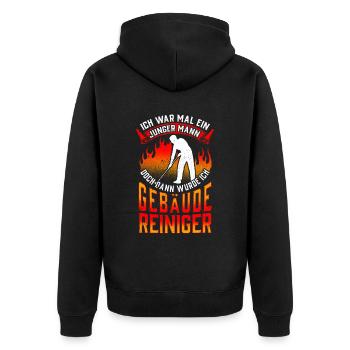 Gebäudereiniger war mal jung Fensterputzer - Unisex Premium Bio Zip Hoodie - Schwarz - Hinten - Nico (187cm)