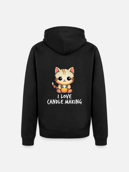 Chat mignon avec une bougie - Veste à capuche bio Premium Unisexe - noir
