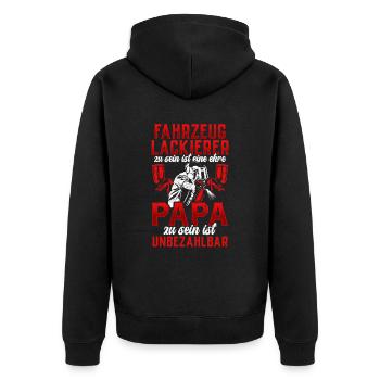 Fahrzeuglackierer ist eine Ehre Lackierer - Unisex Premium Bio Zip Hoodie - Schwarz - Hinten - Nico (187cm)