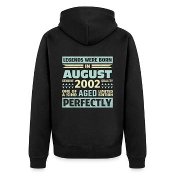 21ème anniversaire août millésime 2002 millésime - Veste à capuche bio Premium Unisexe - noir - Dos - Nico (187cm)