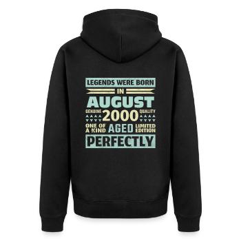 23ème anniversaire août millésime 2000 millésime - Veste à capuche bio Premium Unisexe - noir - Dos - Nico (187cm)