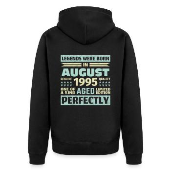 28th Birthday August Vintage 1995 Vintage - Unisex Premium Organic Zip Hoodie - black - Back - Nico (187cm)