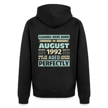 31st Birthday August Vintage 1992 Vintage - Unisex Premium Organic Zip Hoodie - black - Back - Nico (187cm)