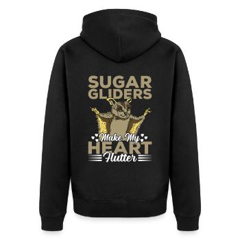 Sugar Gliders Heart Flutter Sugar Glider Owner - Unisex Premium Organic Zip Hoodie - black - Back - Nico (187cm)