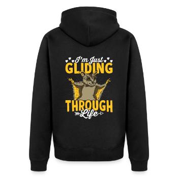 Sugar Glider glides through the life of Sugar Glider - Unisex Premium Organic Zip Hoodie - black - Back - Nico (187cm)