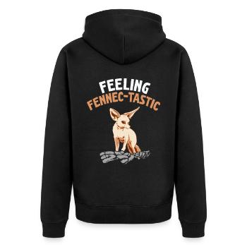Fennek-schmeckender Fennek-fuchs-besitzer - Unisex Premium Bio Zip Hoodie - Schwarz - Hinten - Nico (187cm)