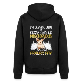 Fennec Fox Clever Cute Fennec Fox Owner - Unisex Premium Organic Zip Hoodie - black - Back - Nico (187cm)