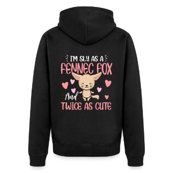 Fennec Foxes Smart Cute Fennec Fox - Unisex Premium Organic Zip Hoodie - black - Back - Nico (187cm)