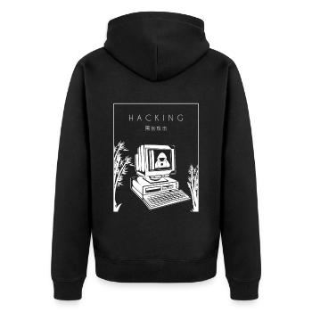 Hacking Chinese Hanzi Social Engineering Phishing - Unisex Premium Bio Zip Hoodie - Schwarz - Hinten - Nico (187cm)