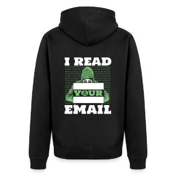 Je lis votre e-mail Sniffer Social Engineering - Veste à capuche bio Premium Unisexe - noir - Dos - Nico (187cm)