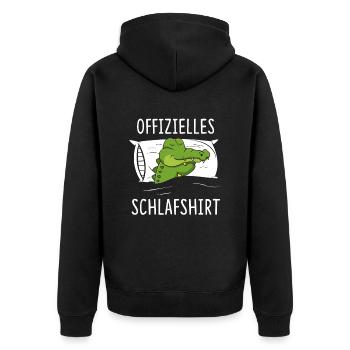 Offizielles Schlafshirt Krokodil Aligator - Unisex Premium Bio Zip Hoodie - Schwarz - Hinten - Nico (187cm)