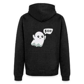 Boo Ghost Halloween - Unisex Premium Organic Zip Hoodie - black - Back - Nico (187cm)