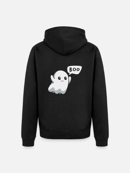 Boo Ghost Halloween - Unisex Premium Organic Zip Hoodie - black
