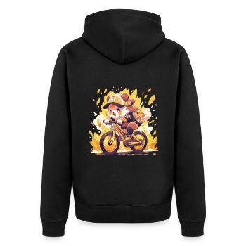 Panda Fahrrad Rennrad Pandabär - Unisex Premium Bio Zip Hoodie - Schwarz - Hinten - Nico (187cm)