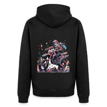 Motocross Dirtbike Motocross Motorrad Enduro - Unisex Premium Bio Zip Hoodie - Schwarz - Hinten - Nico (187cm)