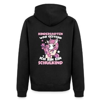 Ich Bin Ein Schulkind Grundschule - Unisex Premium Bio Zip Hoodie - Schwarz - Hinten - Nico (187cm)