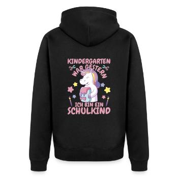 Ich Bin Ein Schulkind Grundschule - Unisex Premium Bio Zip Hoodie - Schwarz - Hinten - Nico (187cm)