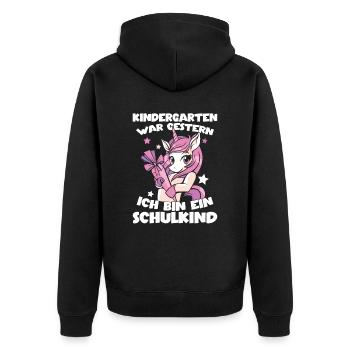 Kindergarten War Gestern Ich Bin Ein Schulkind - Unisex Premium Bio Zip Hoodie - Schwarz - Hinten - Nico (187cm)