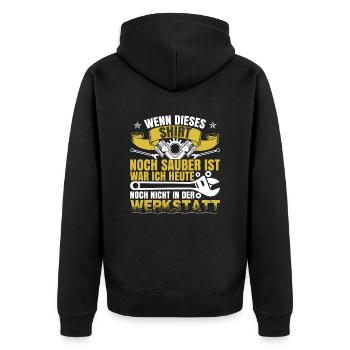 Werkstatt Geschenk Werkzeug Auto Mechaniker - Unisex Premium Bio Zip Hoodie - Schwarz - Hinten - Nico (187cm)