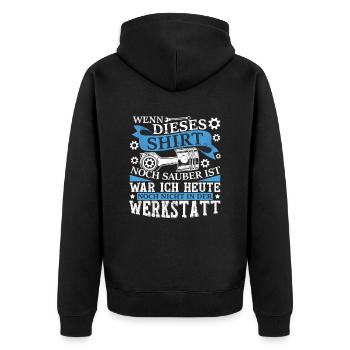 Automechaniker Werkstatt Autoschrauber - Unisex Premium Bio Zip Hoodie - Schwarz - Hinten - Nico (187cm)