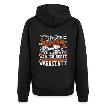 Werkstatt Autoschrauber KFZ Mechaniker - Unisex Premium Bio Zip Hoodie - Schwarz - Hinten - Nico (187cm)