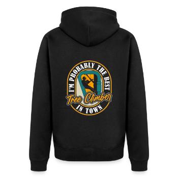 Baumpfleger Baumkletterer Arborist Cool - Unisex Premium Bio Zip Hoodie - Schwarz - Hinten - Nico (187cm)