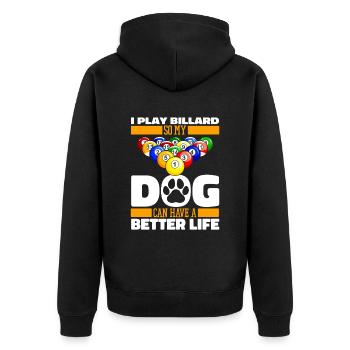 Billiards Dog - Unisex Premium Organic Zip Hoodie - black - Back - Nico (187cm)