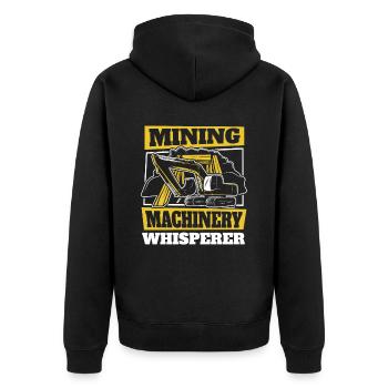Ingenieur Cool Bergbauingenieur - Unisex Premium Bio Zip Hoodie - Schwarz - Hinten - Nico (187cm)