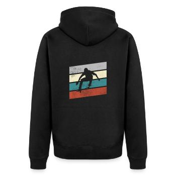 skating retro - Unisex Premium Bio Zip Hoodie - Schwarz - Hinten - Nico (187cm)
