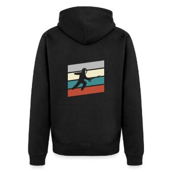 Fechten Retro - Unisex Premium Bio Zip Hoodie - Schwarz - Hinten - Nico (187cm)