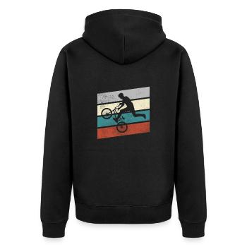 BMX Retro - Unisex Premium Bio Zip Hoodie - Schwarz - Hinten - Nico (187cm)