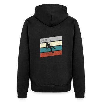 Klettern Retro - Unisex Premium Bio Zip Hoodie - Schwarz - Hinten - Nico (187cm)