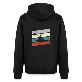 Kanu Retro - Unisex Premium Bio Zip Hoodie - Schwarz - Hinten - Nico (187cm)