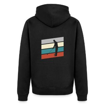 Golf Retro - Unisex Premium Bio Zip Hoodie - Schwarz - Hinten - Nico (187cm)
