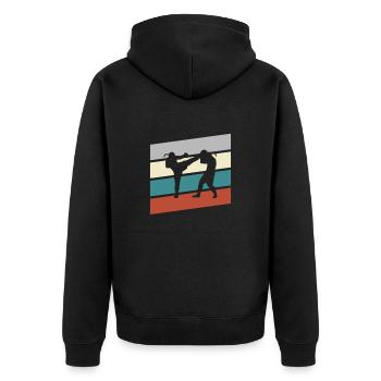 mma retro - Unisex Premium Bio Zip Hoodie - Schwarz - Hinten - Nico (187cm)